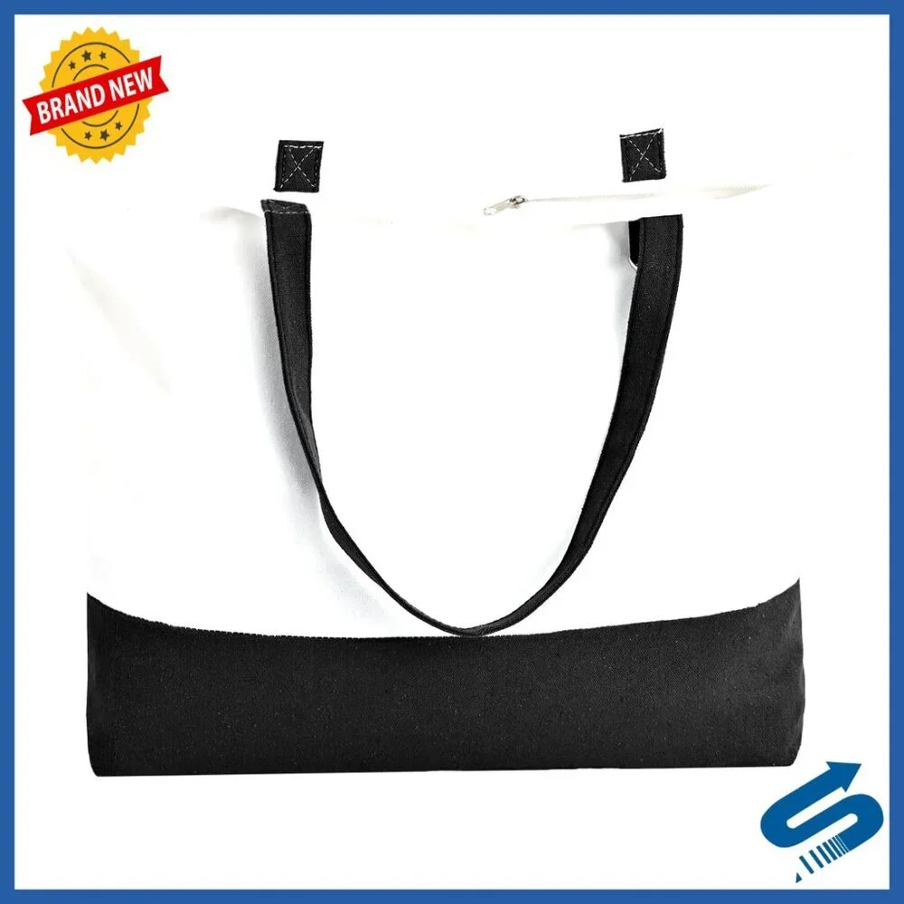 Canvas Tote Bags Zippered Reusable Grocery Shopping Travel Large